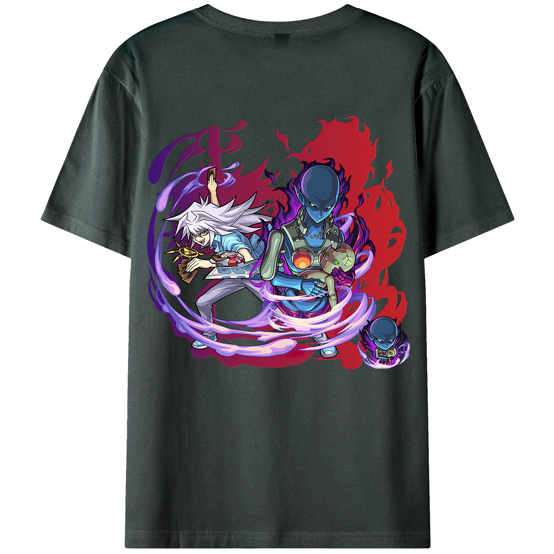 （画像用） 遊☆戯☆王 Yu-Gi-Oh! 綿100％ メンズ半袖Tシャツ（バックプリント） 通気性